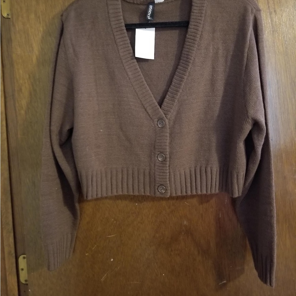 Brown V-Neck Button-Up Women's Cardigan